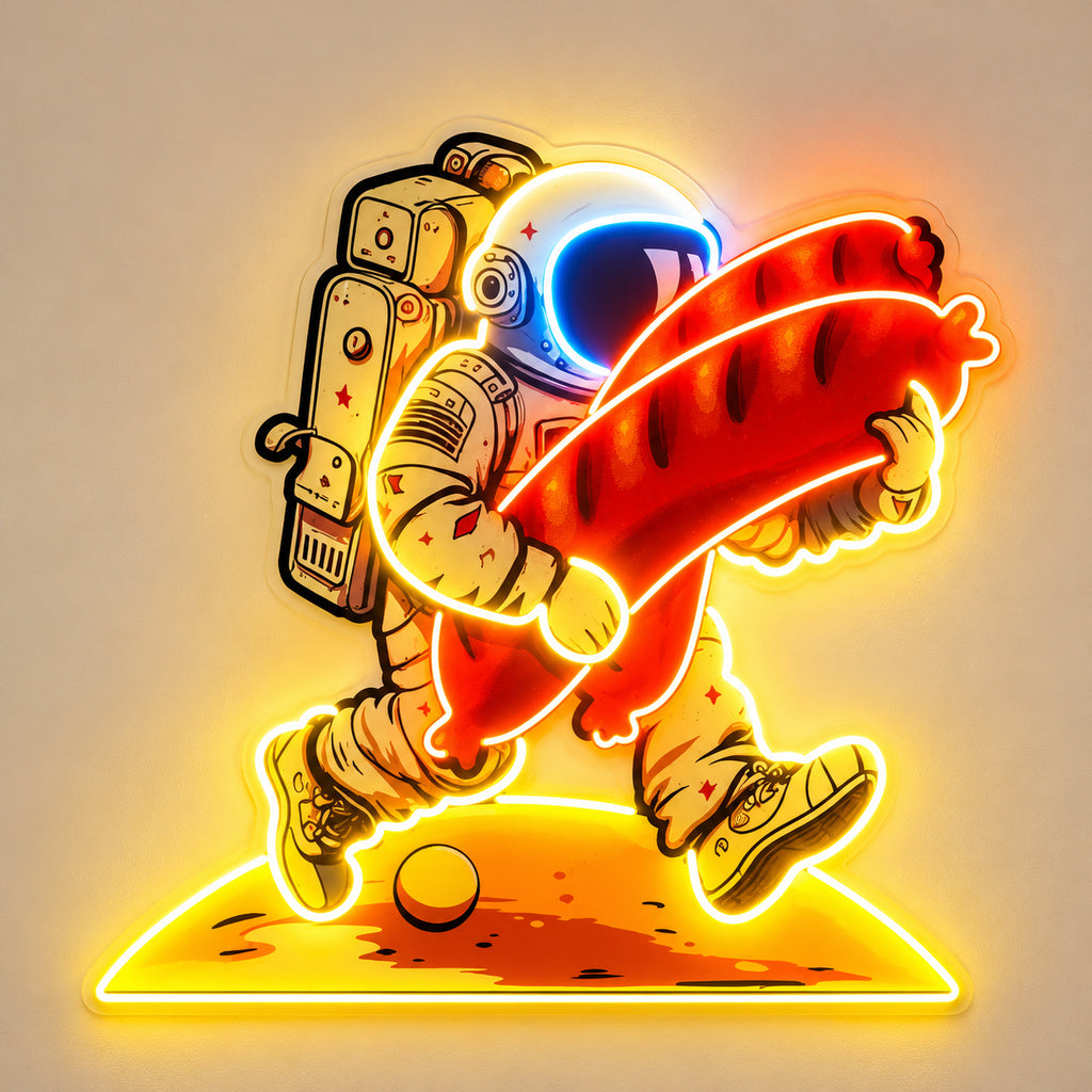 Astronaut Taco LED Neon Sign plain background