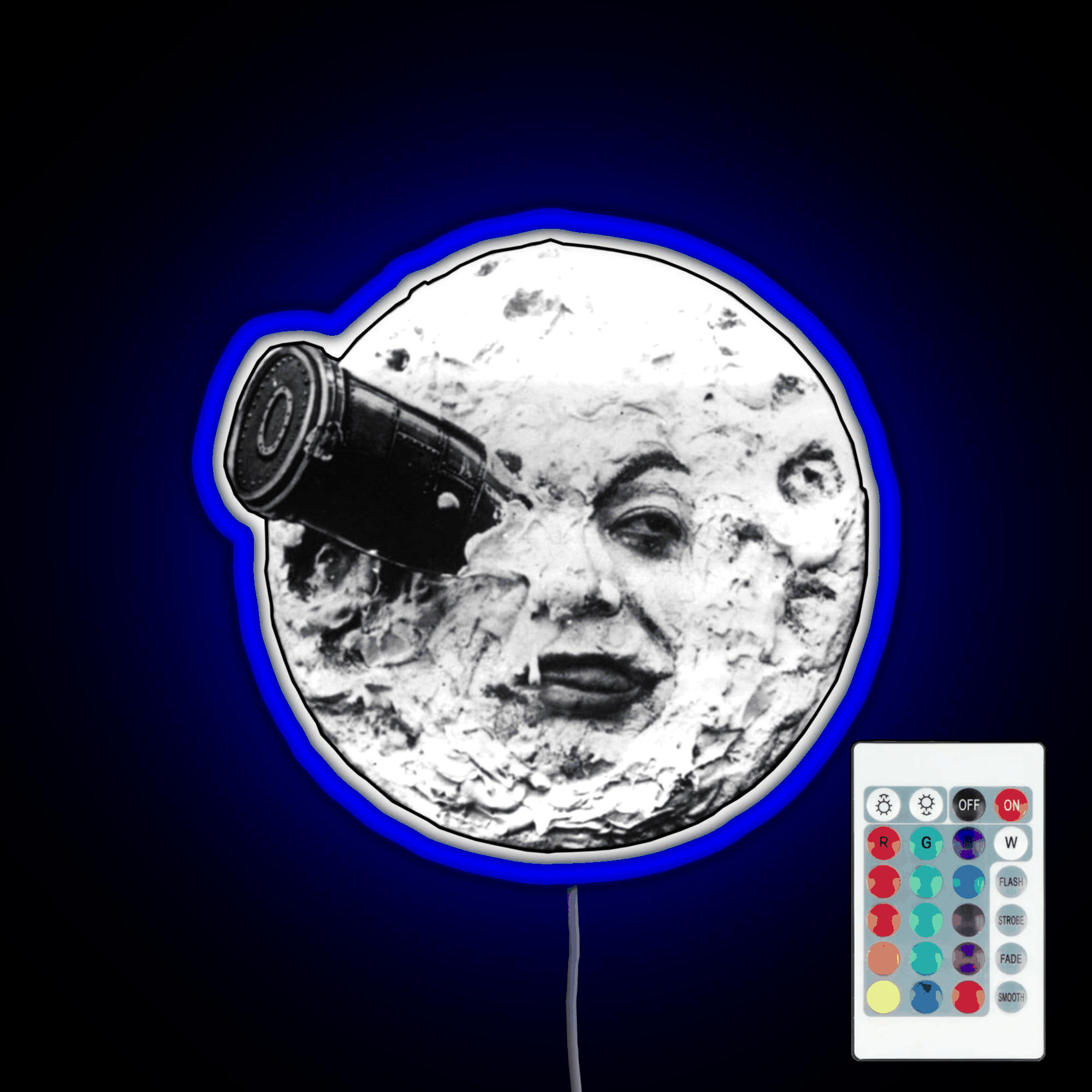 A Trip to the Moon Le Voyage Dans La Lune face only RGB neon sign - Custom LED neon sign front view