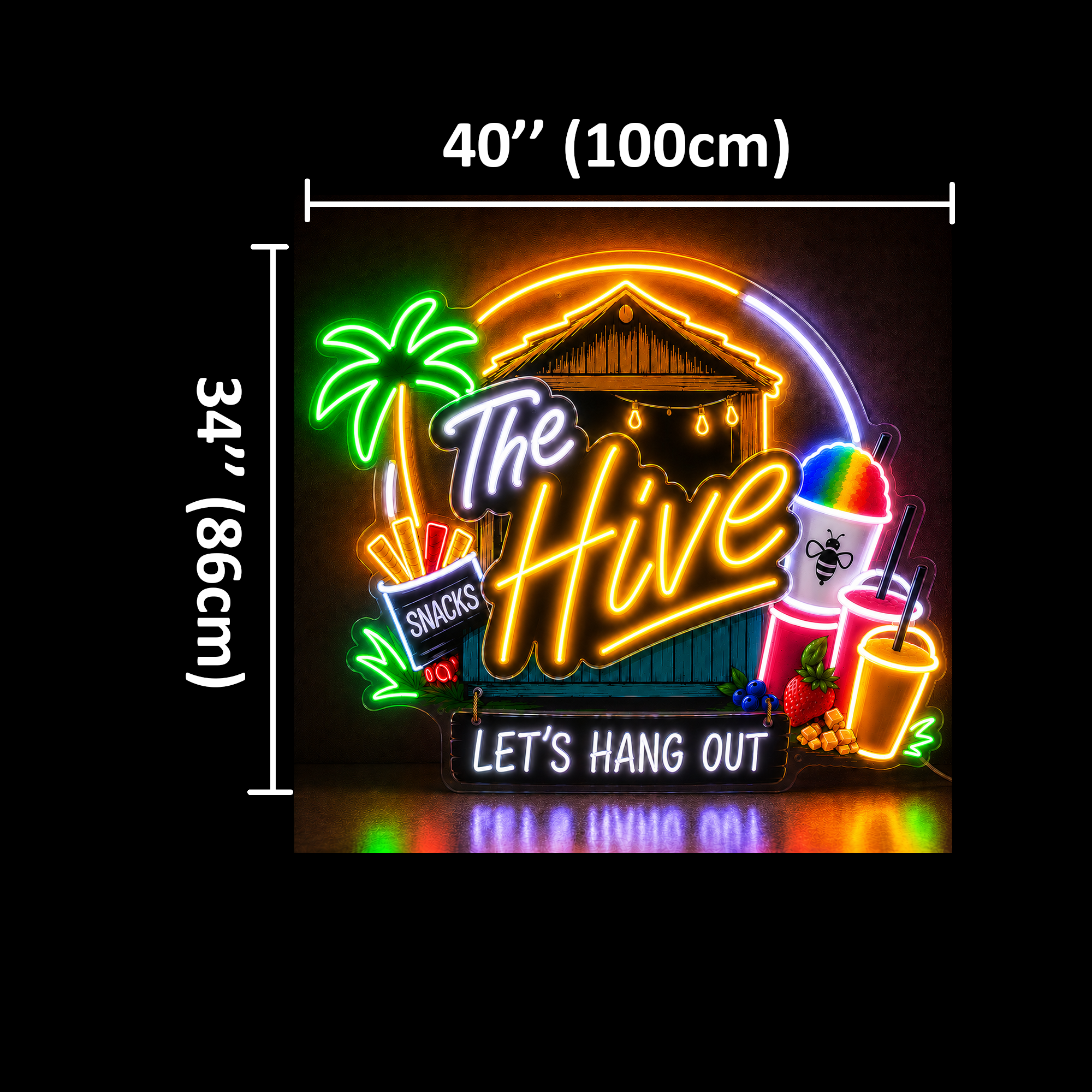The Hive LET'S HANG OUT SNACKS Custom LED Neon Sign