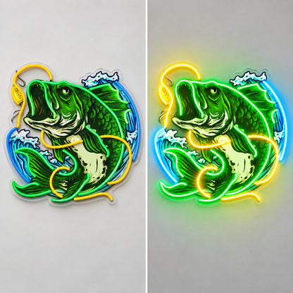 Bass Fish Biting Lure LED Neon Sign indoor scene