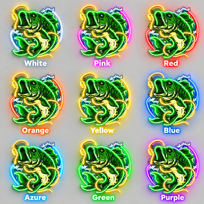 Bass Fish Biting Lure LED Neon Sign color grid