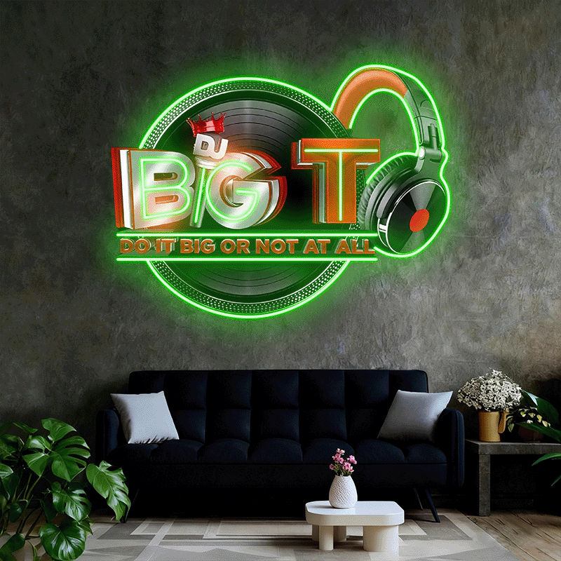 BIG T RGB Custom Neon Sign - Custom LED neon sign front view