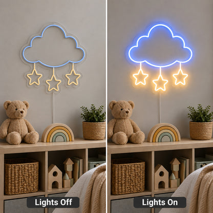 Blue Cloud Three Stars LED Neon Sign indoor scene