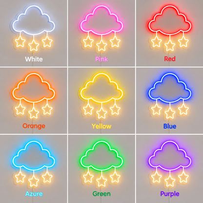Blue Cloud Three Stars LED Neon Sign color grid