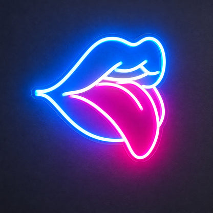 Blue Lips Pink Tongue LED Neon Sign main product image