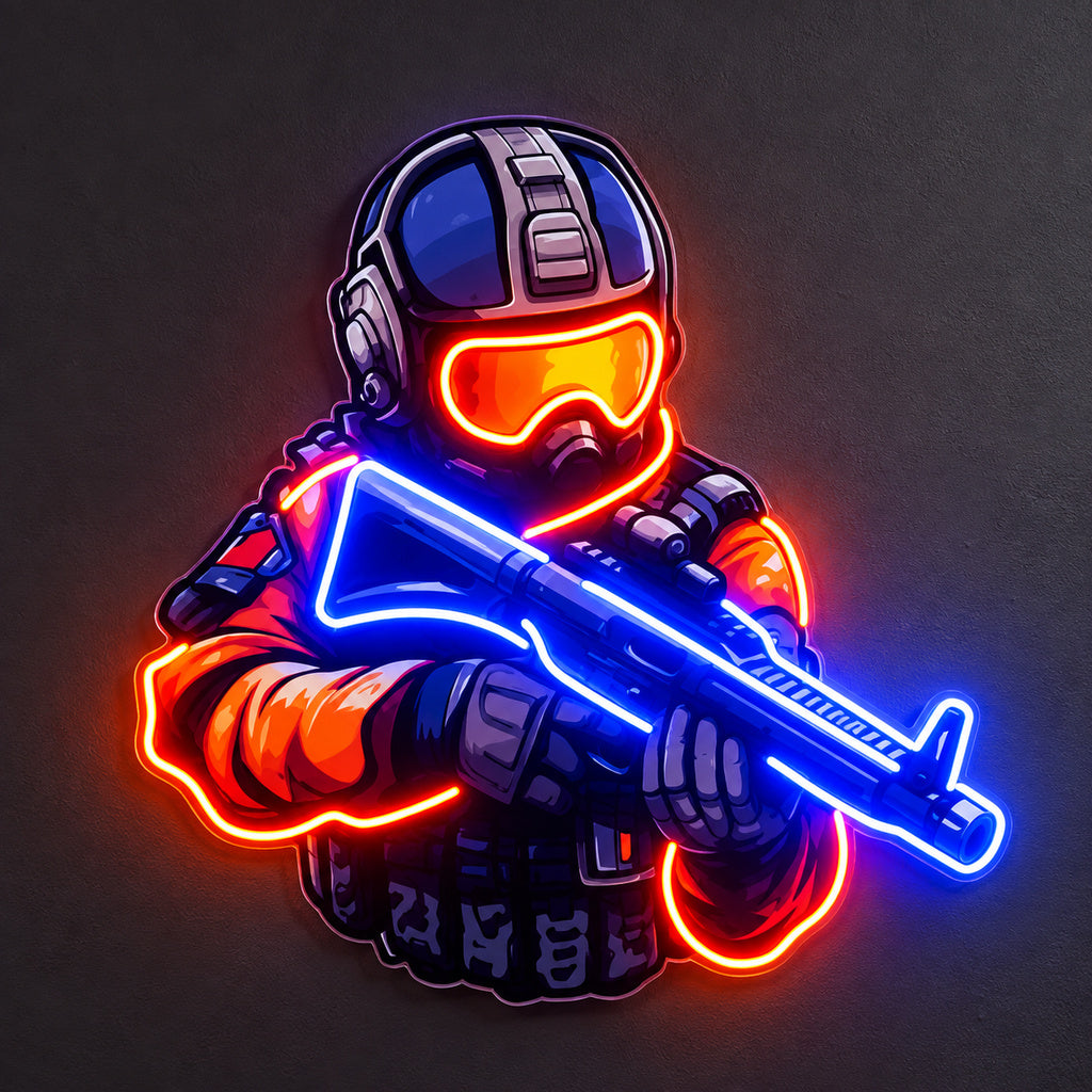 Blue Orange Tactical Character LED Neon Sign main product image