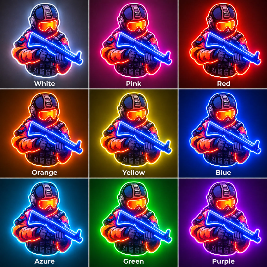 Blue Orange Tactical Character LED Neon Sign color grid