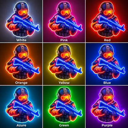 Blue Orange Tactical Character LED Neon Sign color grid