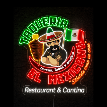 TAQUERIA EL MEXICANO Custom LED Neon Sign