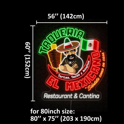 TAQUERIA EL MEXICANO Custom LED Neon Sign