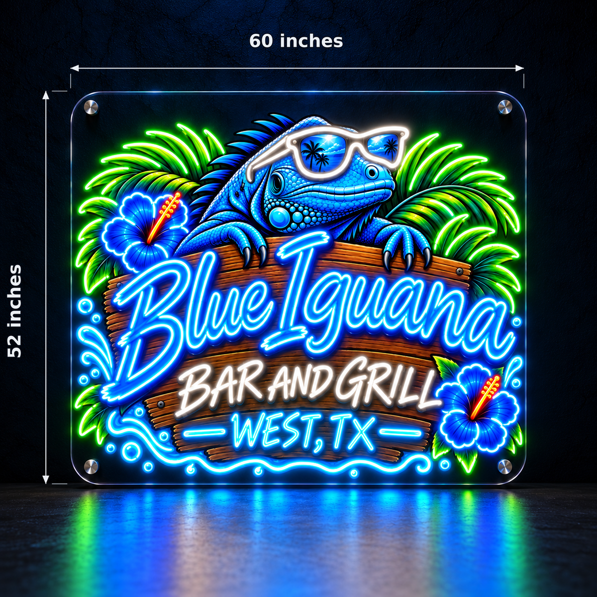 Blue Iguana Bar and Grill Custom LED Neon Sign