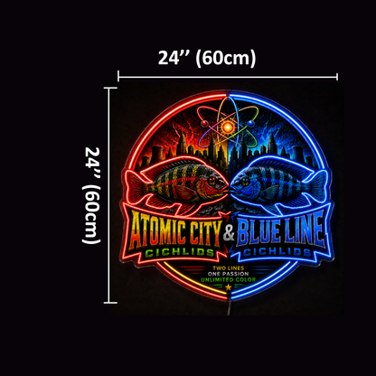 ATOMIC CITY & BLUE LINE Custom LED Neon Sign