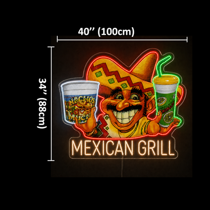 MEXICAN GRILL Custom LED Neon Sign 40inch
