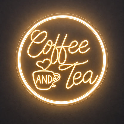 Coffee And Tea Circle LED Neon Sign image 1
