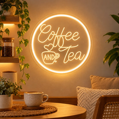 Coffee And Tea Circle LED Neon Sign image 2