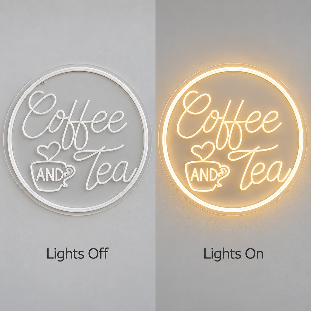 Coffee And Tea Circle LED Neon Sign image 3
