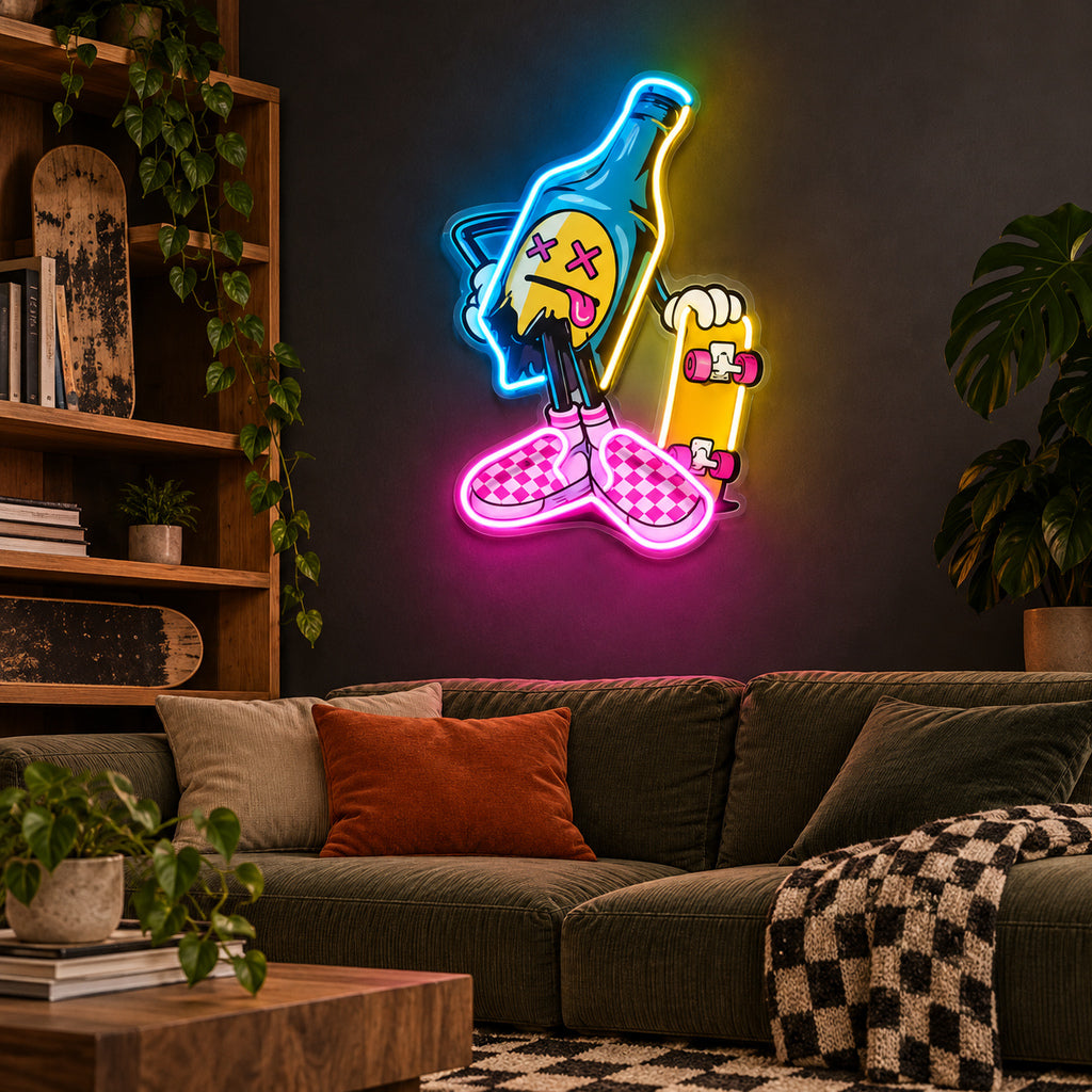 Cool Skateboard Beer LED Neon Sign image 2