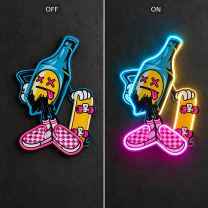 Cool Skateboard Beer LED Neon Sign image 3