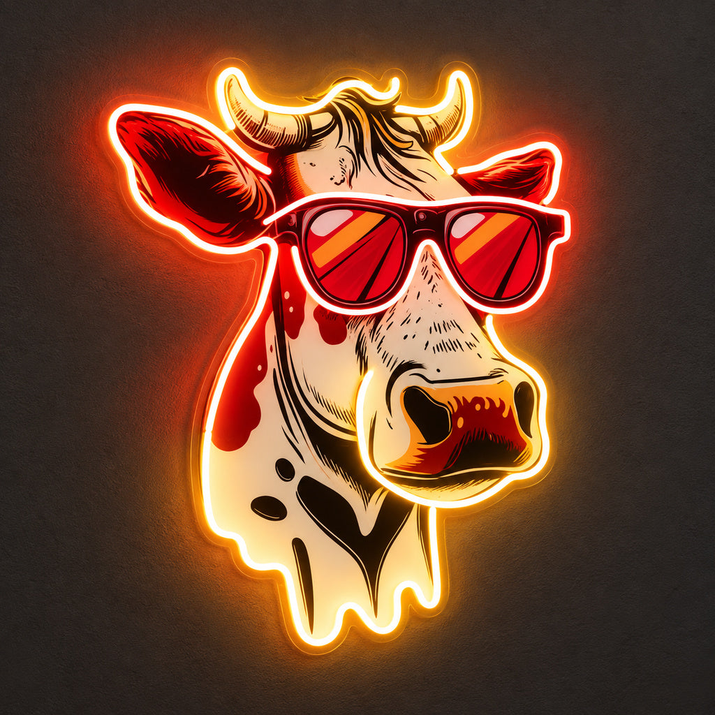 Cow With Sunglasses LED Neon Sign image 1