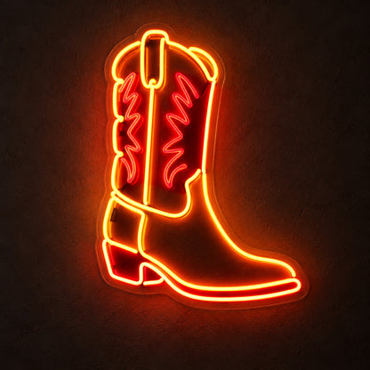 Cowboy Boot Orange LED Neon Sign image 1