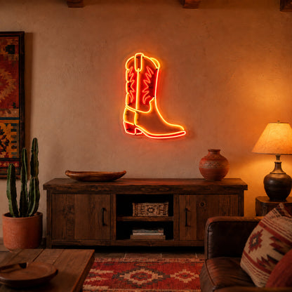 Cowboy Boot Orange LED Neon Sign image 2