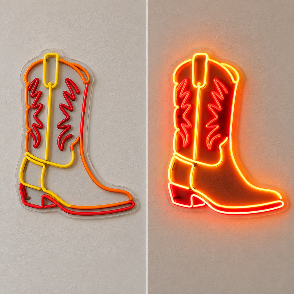 Cowboy Boot Orange LED Neon Sign image 3