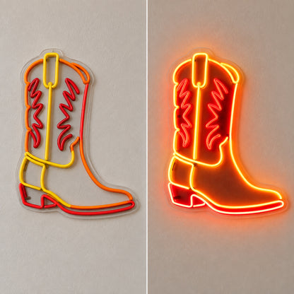 Cowboy Boot Orange LED Neon Sign image 3