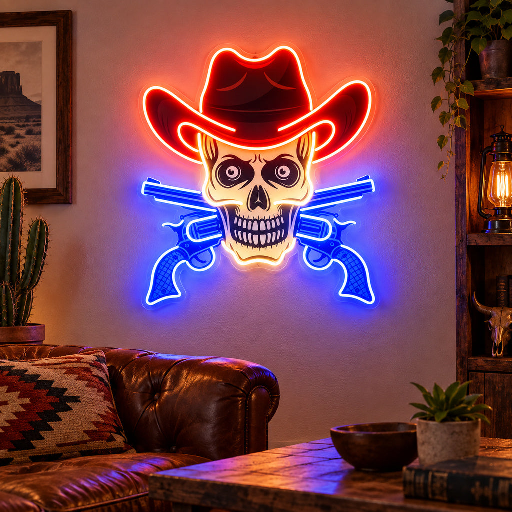 Cowboy Skull Pistols LED Neon Sign image 2