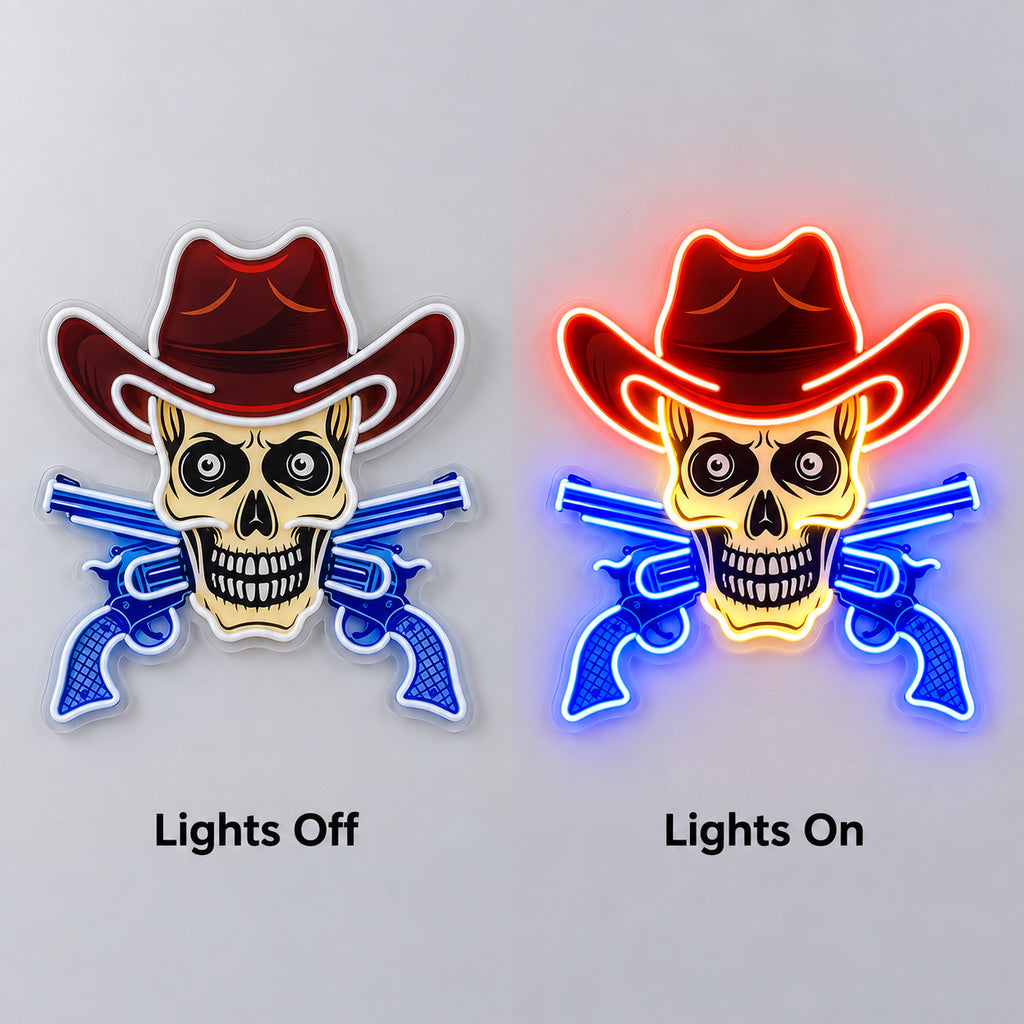 Cowboy Skull Pistols LED Neon Sign image 3