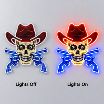 Cowboy Skull Pistols LED Neon Sign image 3