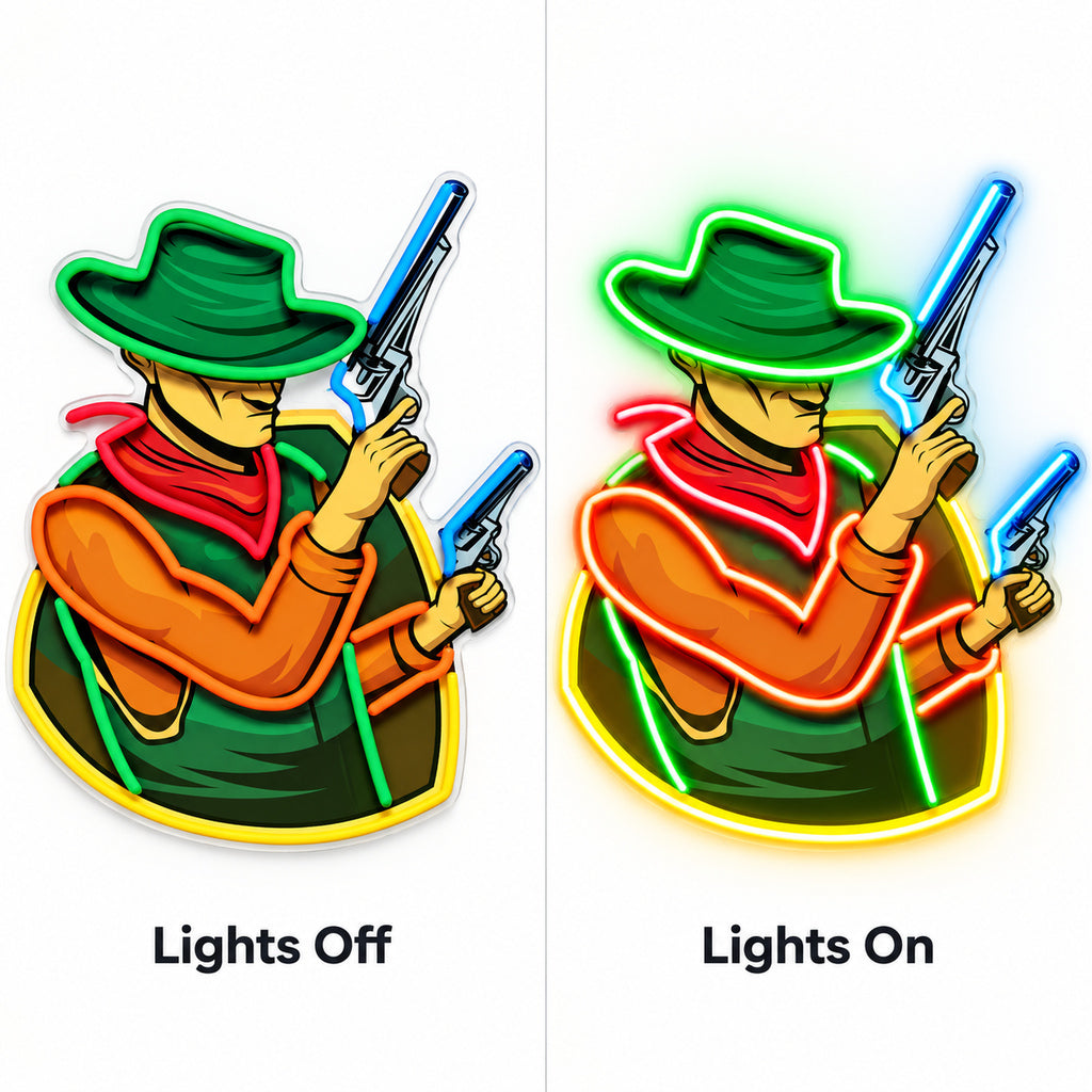 Cowboy With Pistols LED Neon Sign image 3