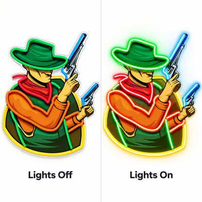Cowboy With Pistols LED Neon Sign image 3