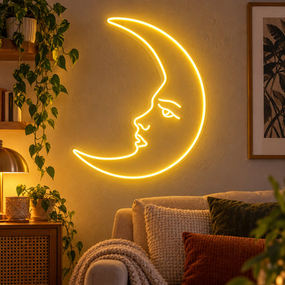 Crescent Moon Face LED Neon Sign image 2