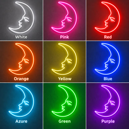 Crescent Moon Face LED Neon Sign image 4