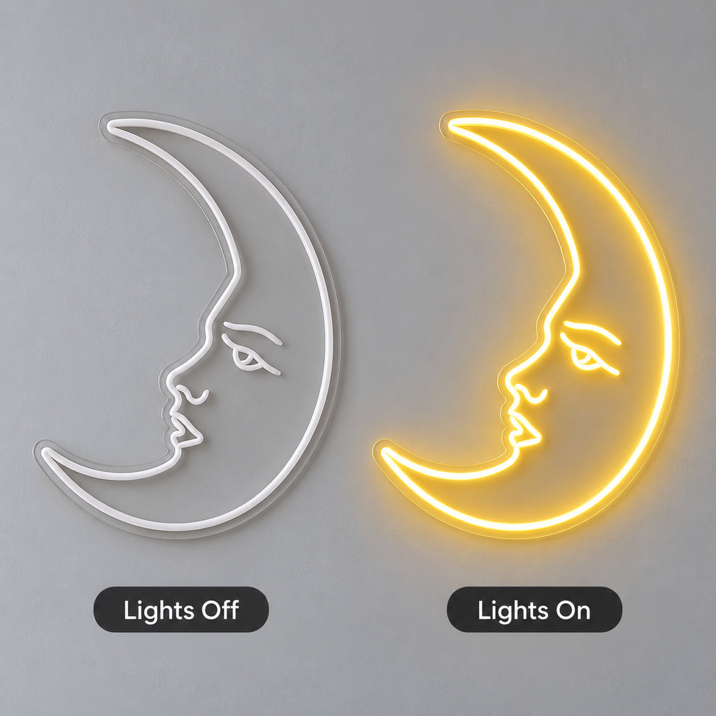 Crescent Moon Face LED Neon Sign image 3