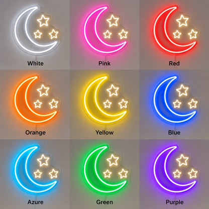 Crescent Moon Three Stars LED Neon Sign image 4
