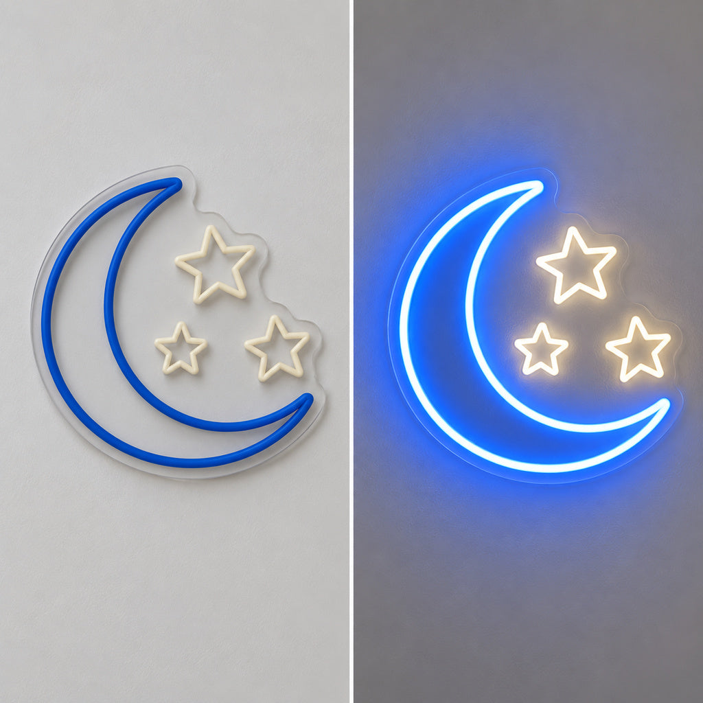 Crescent Moon Three Stars LED Neon Sign image 3