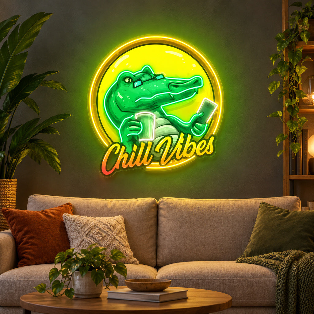 Crocodile Chill Vibes LED Neon Sign image 2