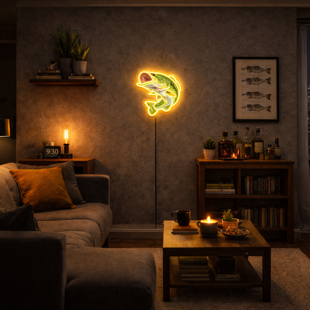 ShineNeon™ Largemouth Bass Fishing LED Neon Sign - Vivid Angler Cave & Cabin Wall Decor