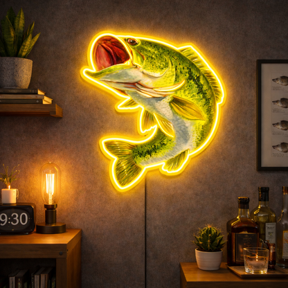 ShineNeon™ Largemouth Bass Fishing LED Neon Sign - Vivid Angler Cave bar & Cabin Wall Decor