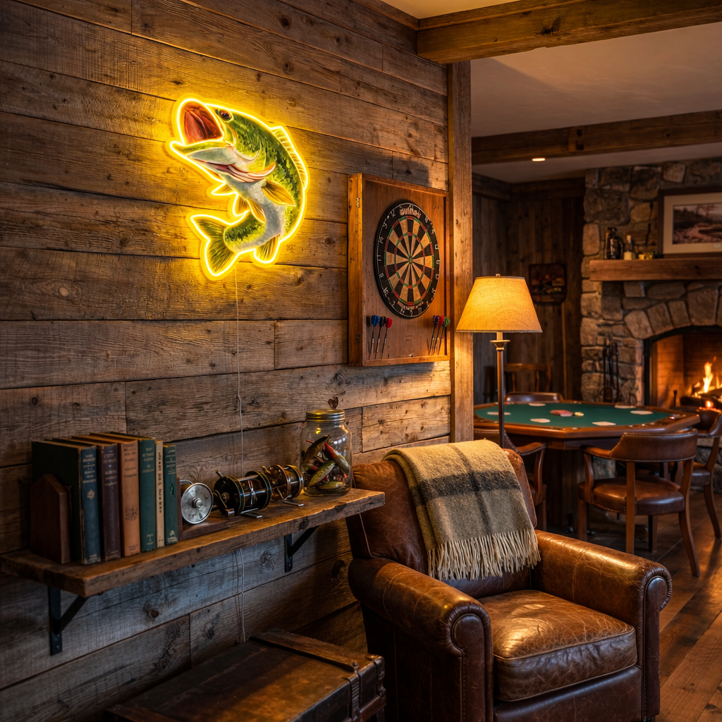 ShineNeon™ Largemouth Bass Fishing LED Neon Sign - Vivid Angler Cave bar & Cabin Wall Decor