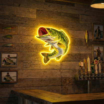 ShineNeon™ Largemouth Bass Fishing LED Neon Sign - Vivid Angler Cave bar & Cabin Wall Decor