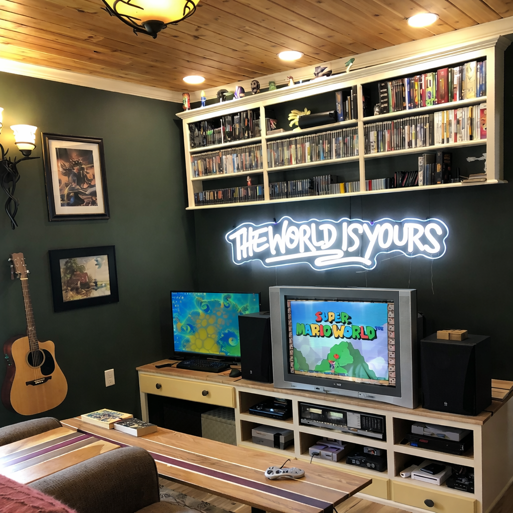 ShineNeon™ Icon Script Neon Sign – “The World Is Yours” Motivational Wall Light for Man Cave & Game Room