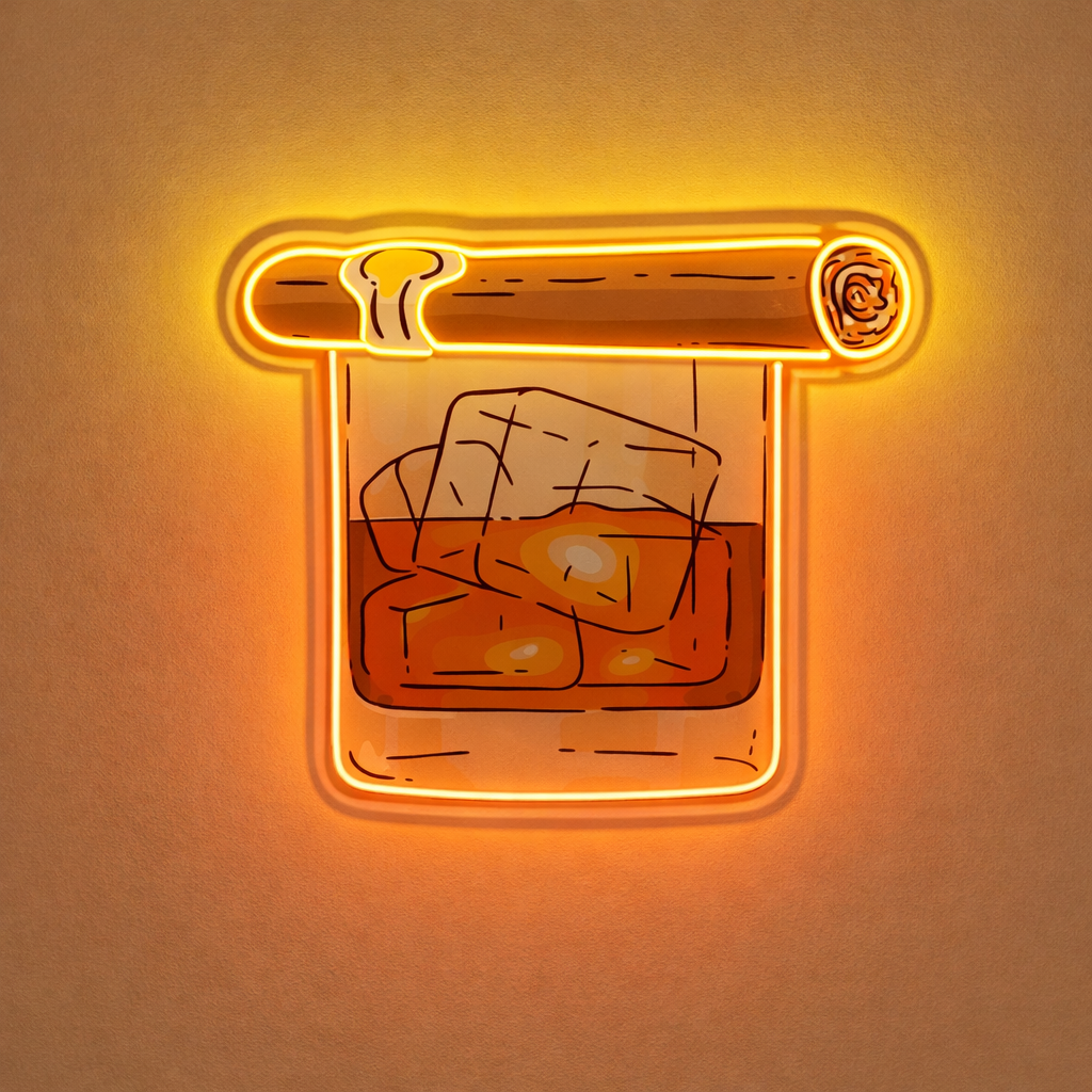 ShineNeon™ Whiskey & Cigar LED Neon Sign - Home Bar Man Cave & Lounge Decor