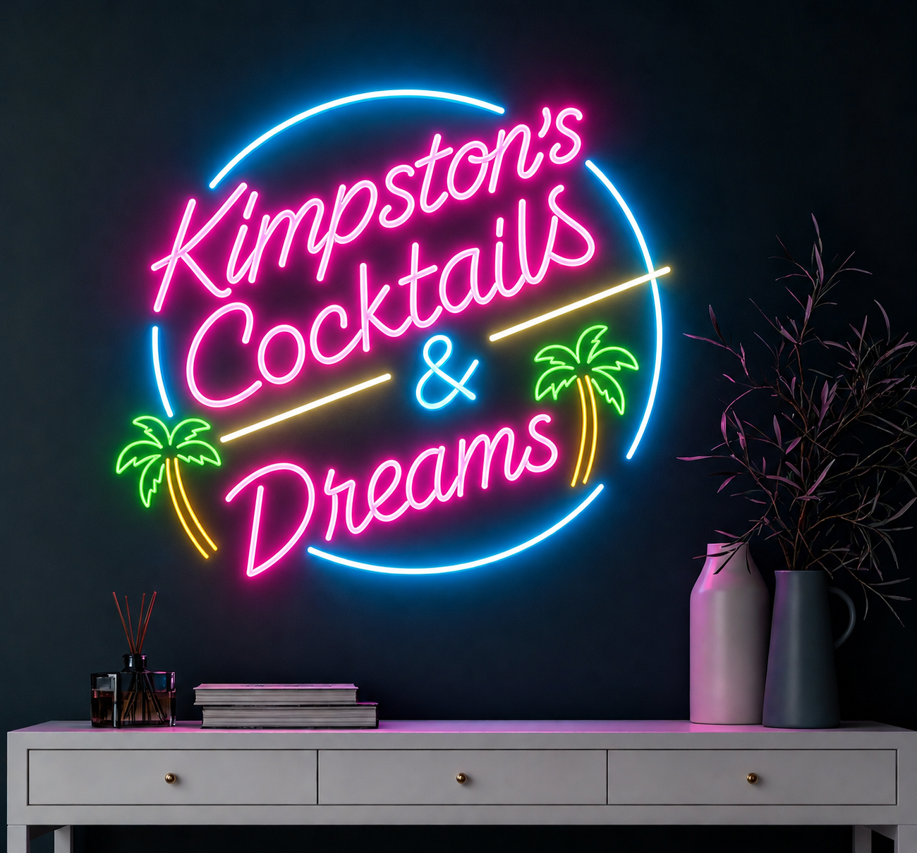 Kimpston’s Cocktails and Dreams  Custom LED Neon Sign