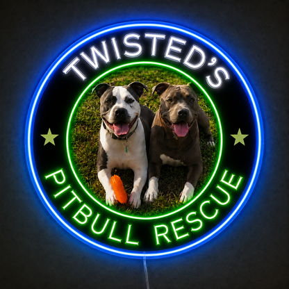 TWISTED'S PITBULL RESCUE Custom LED Neon Sign