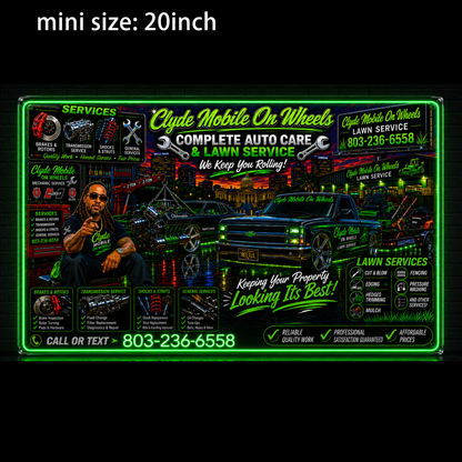 Clyde Mobile On Wheels Custom LED Neon Sign