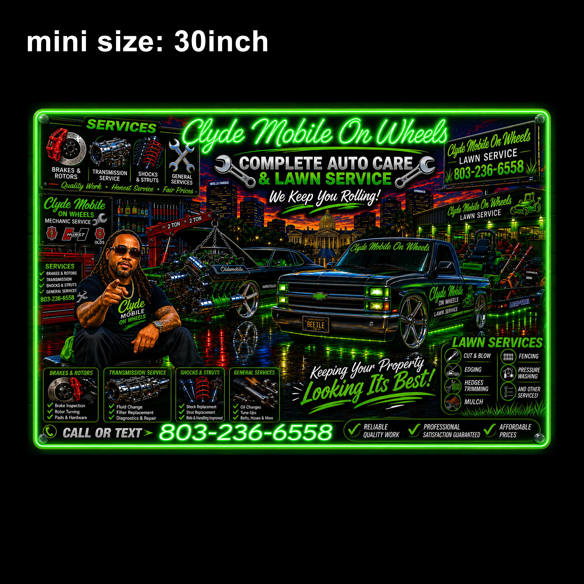 Clyde Mobile On Wheels Custom LED Neon Sign