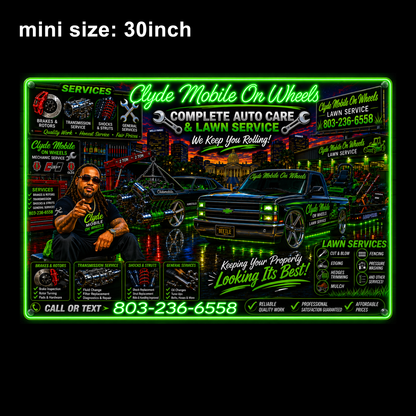 Clyde Mobile On Wheels Custom LED Neon Sign