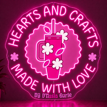 Hearts and Crafts Made with Love Custom LED Neon Sign